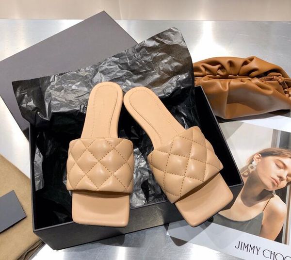 

2021 designer woman slippers lido sandals square toe high heels flat slipper open-toe woven summer all-match stylist shoes size 35-40, Black