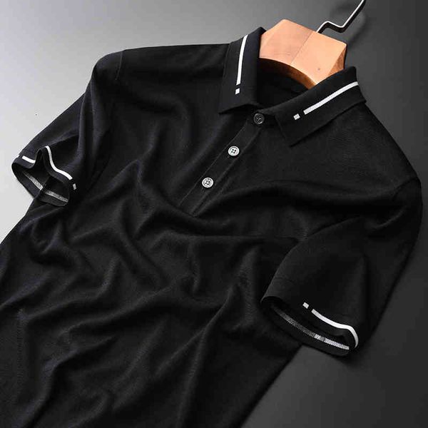 

tee shirt shirt lyocell mens luxury knitted fabric short sleeve black men t-shirts plus size 4xl summer turn-down collar man tee, White;black