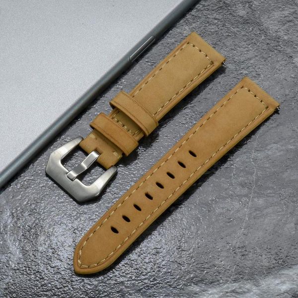 

watch bands vintage genuine leather watchbands belt 20mm 22mm 24mm women men cowhide band crazy horse strap accessories, Black;brown