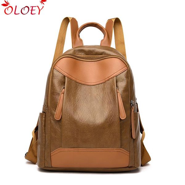 

outdoor bags 2021 female backpack mochila feminina casual multifunction women pu leather shoulder bag sac travel back pack