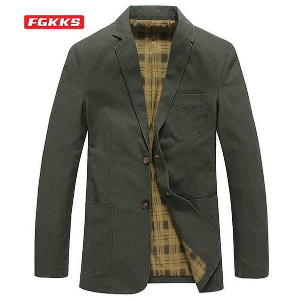 

men's jackets fgkks 2021 spring autumn solid color cotton single breast coats business casual fashion, Black;brown