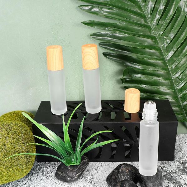 

storage bottles & jars 10pcs 10ml essential oil roller bottle empty glass with rolling bead for smear sample(frosted color)