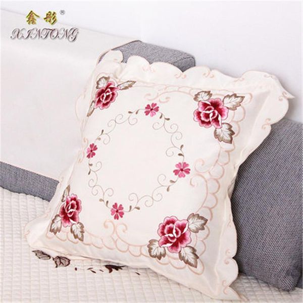 

european luxury embroidered cushion cover rose flower sofa 45*45cm car wedding no filler home textiles cushion/decorative pillow