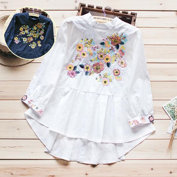 

women's blouses & shirts spring summer luxury feminino vintage floral heavy embroidery casual bohemian blousa ns773, White