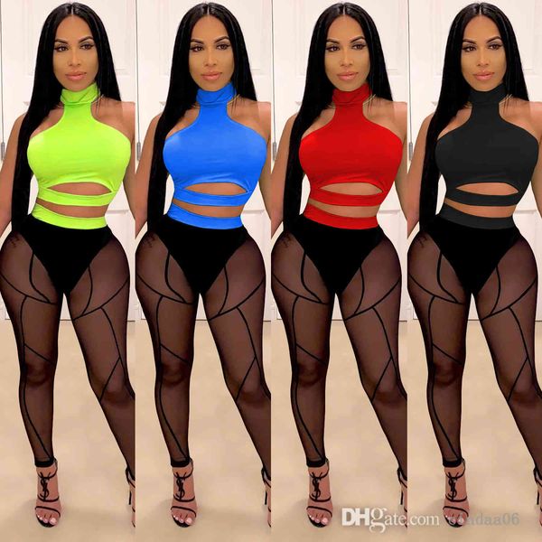 

women nightclub clothing two piece pants set hollow out crop mesh perspective outfits set clubwear ladies suit plus size clothes, White