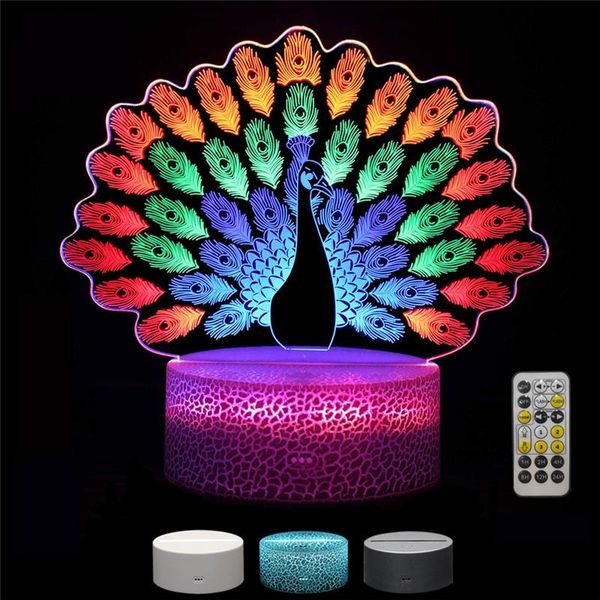 

lamp holders & bases 10set 3d visual dynamic night light rgb colorful changing optical remote control touch switch table bedside decor gift