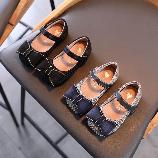 

athletic & outdoor korean girl leather shoes casual breathable baby instagramable fashion bowknot small single, Black