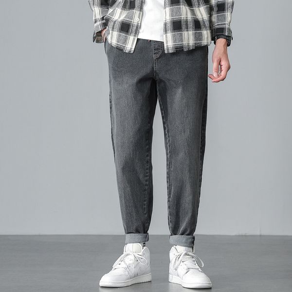 

men's 2021 autumn and winter leggings korean jeans fashion loose casual pants, Blue