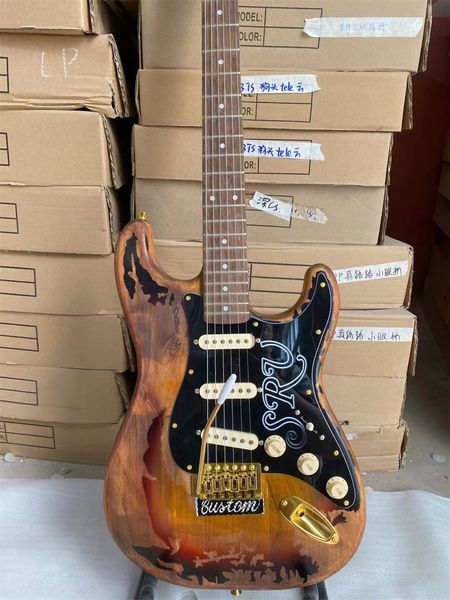 

aged st electric guitar 100% man made srv model golden hardware elder guitar body guitars guitarra