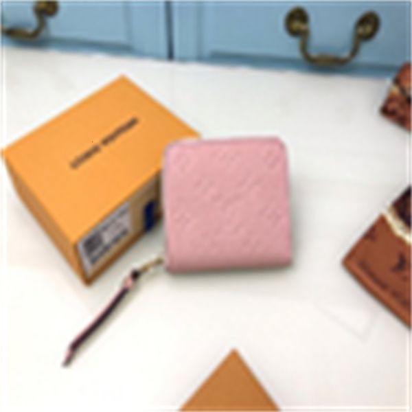 

designer luxury m60740 product old flower coin purse pink leather compact long wallets chain wallet pouches key card holders brand, Black;red