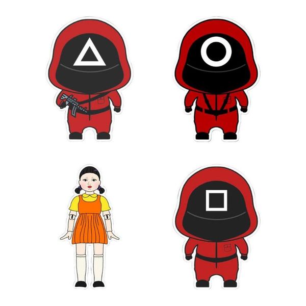 

party favor 4pcs/set paper stickers squid game series cute cartoon character decorative korean teleplay sticker d5