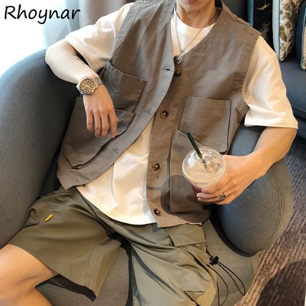 

women's vests women bf stylish all-match simple minimalist solid couple v-neck loose korean students selling vintage, Black;white