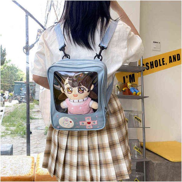 Simpatico zaino di design per console di gioco JK Lolita Girls Borsa a tracolla singola trasparente da donna Borsa a 3 vie Ita Borsa da scuola per studenti Kawaii regalo Y1105