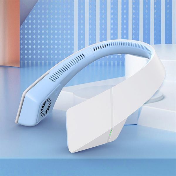 

electric fans mini bladeless neck fan usb type double charge silent summer outdoor sports hanging air cooler wearable neckband fs66