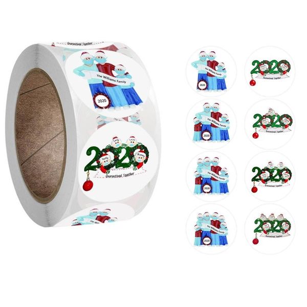 

gift wrap l38a 500pcs 2021 quarantine family christmass round stickers roll lovely cartoon adhesive labels for diy craft envelope seal