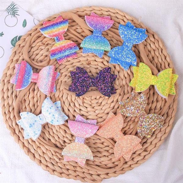 

hair accessories xima 1pc 3inch bows girls glitter headbands for baby nylon headband toddler kids, Slivery;white