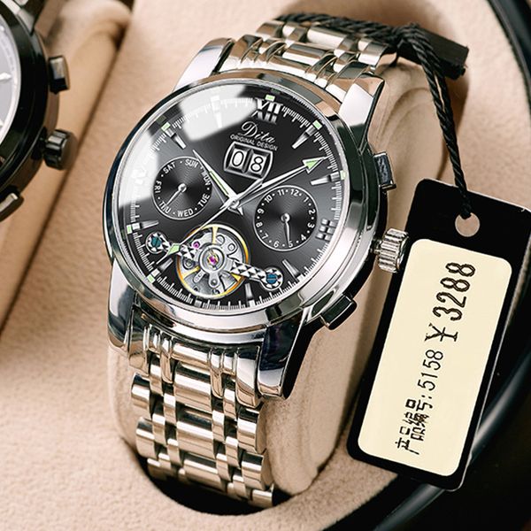 

dita men's mechanical net red live tour-billon watch straight, Slivery;brown