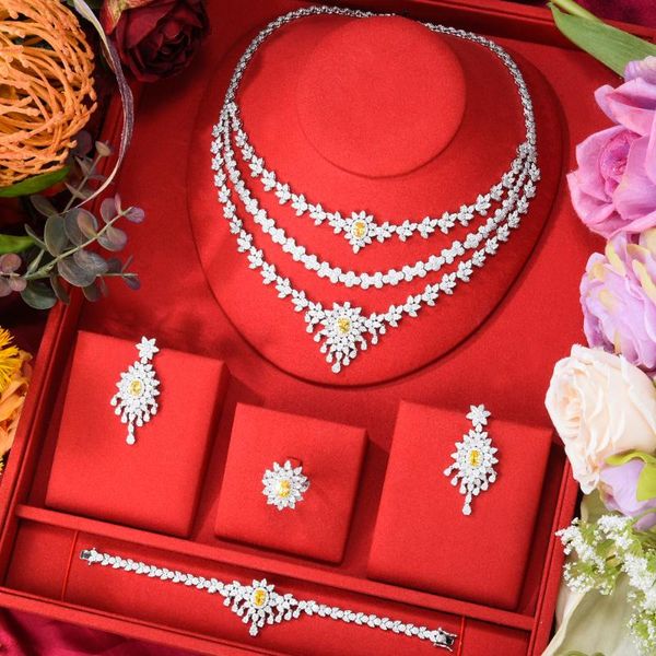 

earrings & necklace missvikki luxury africa charm cz jewelry sets for women party zircon lady bridal wedding, Silver