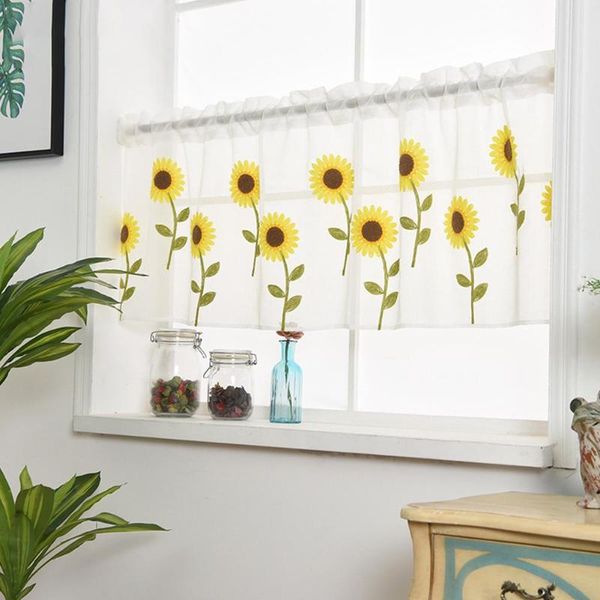 

home daisy embroidery short curtain drapes valance light shading panel &