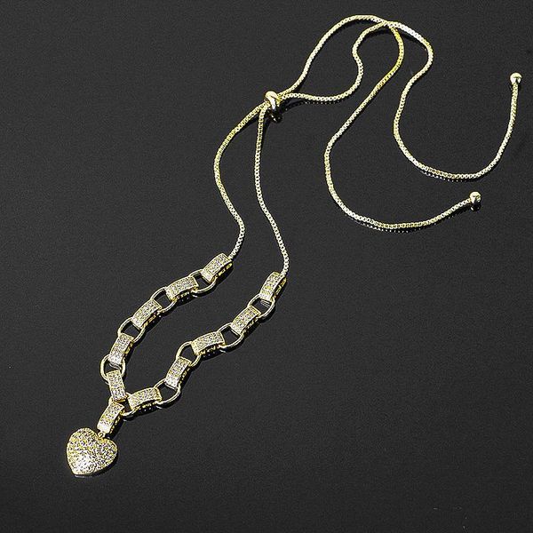 

pendant necklaces american gold necklace accessories zircon gun heart-shaped tassel crystal women's sweater chain long drawable gdsp186, Silver