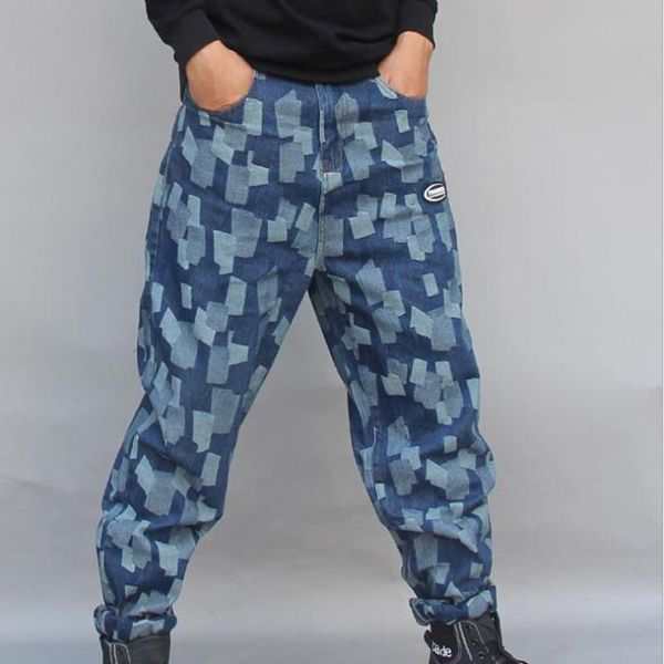 

men's jeans loose plus skateboard pants bundled hip hop four seasons, Blue
