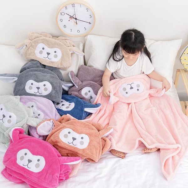 

towel children's hooded bath coral velvet baby cape bathrobe super absorbent soft cartoon bathroom