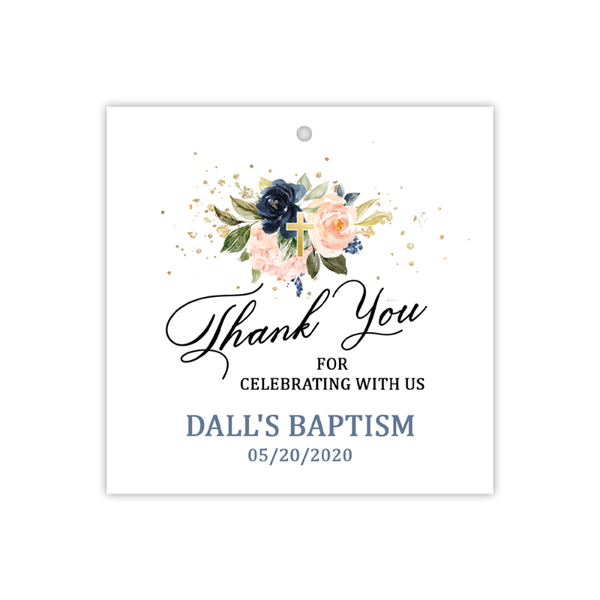 

greeting cards personalized baptism thank you label/tags blue round tags gift