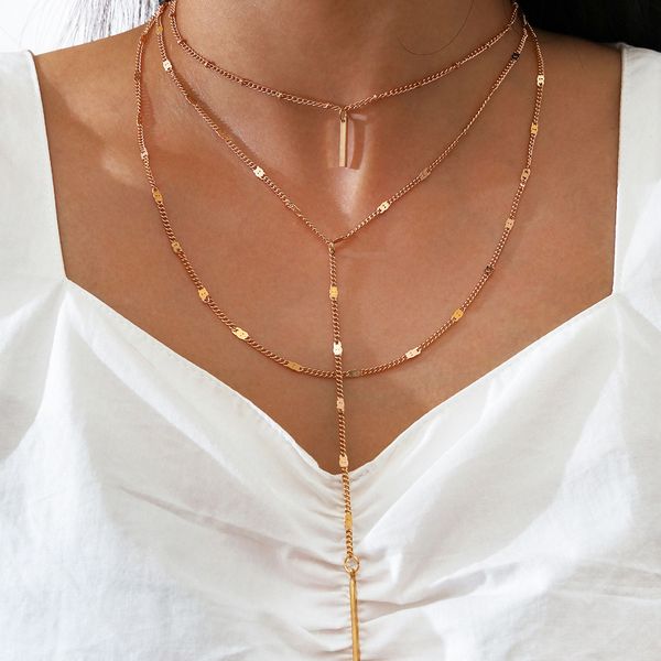 

s2136 fashion jewelry multi layer necklace pendant choker chain necklaces, Silver