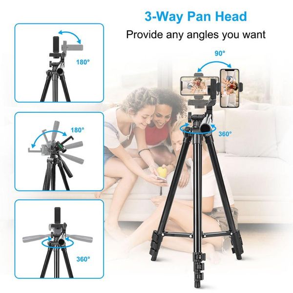 

50 inch phone tripod lightweight adjustable stand with mount holder for camera smartphone tripods