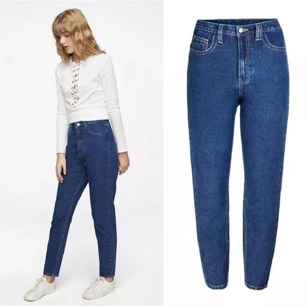 

women's jeans korean fashion high waist straight for women denim pants sale items 2021 autumn promotion ng, Blue