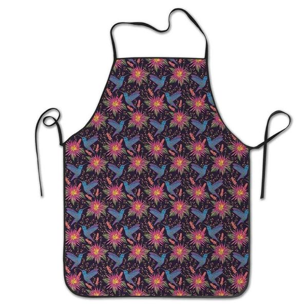 

apron with pockets,aprons bulk,aprons unisex,ideal for kitchen,garden-hand drawn style artistic hummingbirds and tropical aprons