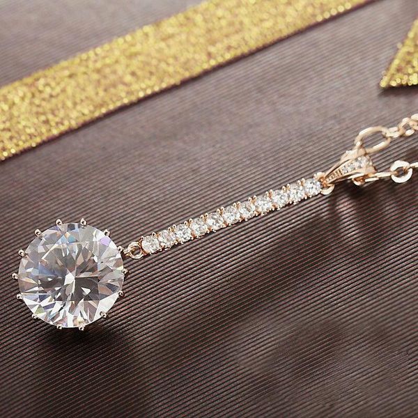 

chains simple long pendant necklaces for women shine zircon choker collar chain on the neck jewellry wedding fashion jewelry, Silver