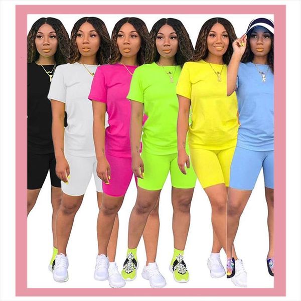 

neon green biker shorts women tracksuits pant tracksuit summer casual sportswear 2 sets plus size outfits matching set womens, Gray