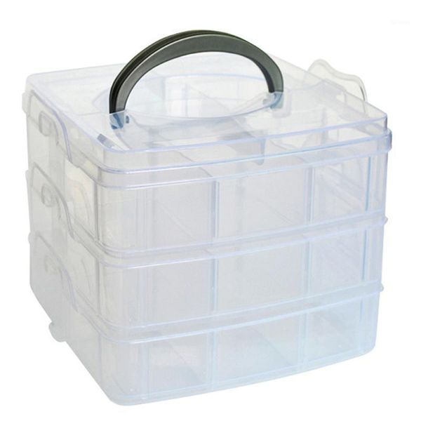 Sacos de Armazenamento 3 Camadas Compartimentos Clear Caixa Container Jóias Bead Organizador Case Plástico Vazio Ferramenta Multifuncional