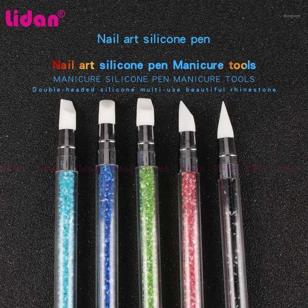 

double end nail art dotting gradient brushes mirror glitter handle acrylic polish picker pen manicure tools1, Yellow