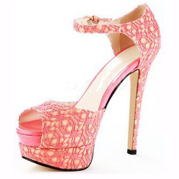 

minan ser fashion beautiful pink (white) knitted cloth 16 cm open-toed high-heeled sandals fish head. size :35-43, Black