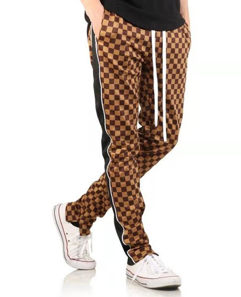 

men's pants 3d digital printing small square casual fashion sports, Black