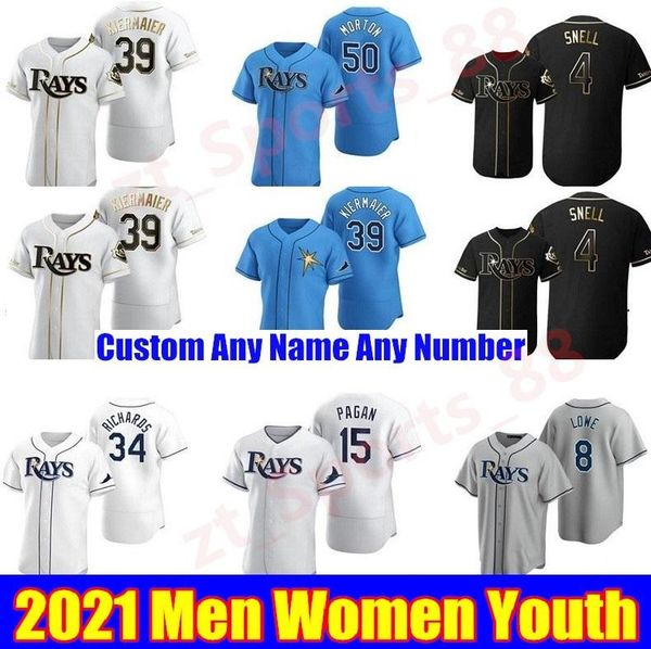 

2021 men women kids youth baseball jerseys world series wade boggs evan longoria blake snell nick bitsko austin meadows carl jersey, Blue;black