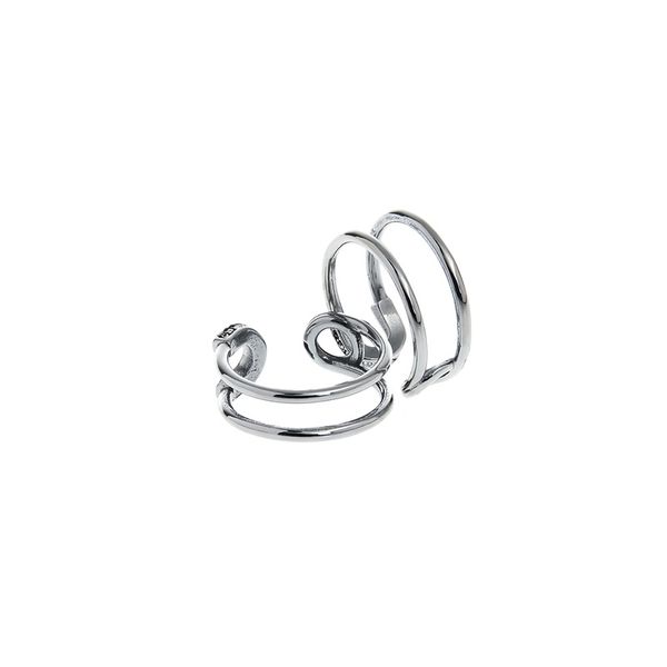 

korean version of minimalist ins indifferent ring neutral tide cool titanium steel light luxury diamond-set open fashion jewelry, Silver