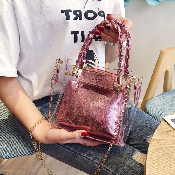 

evening bags small clear brand designer ms. 2021 fashion messenger bag chain shoulder female transparent square pvc handbag