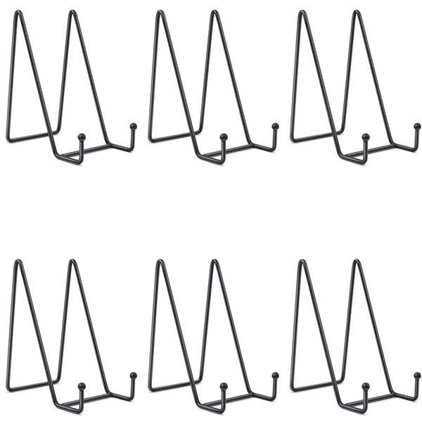 

novelty items 6 pack display stands holders, black iron easel plate holder metal wire frame holders for pictures