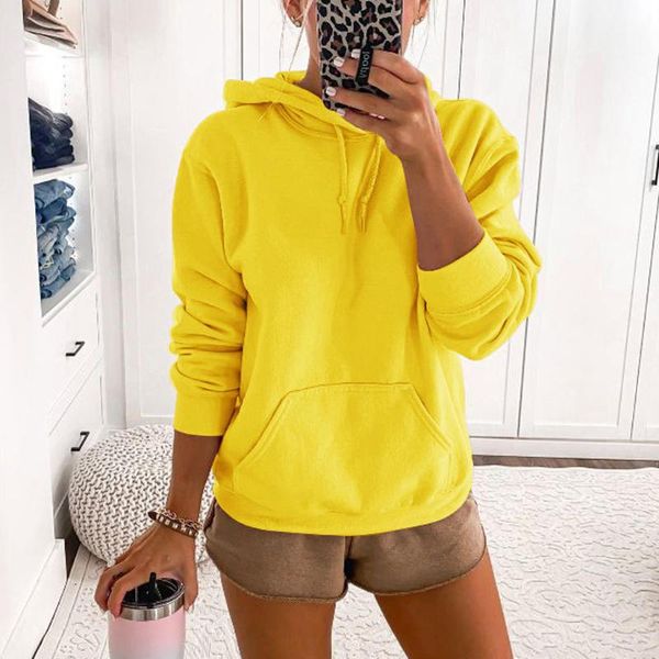 

women's hoodies & sweatshirts women fleece sweatshirt 2021 winter solid 100% cotton hooded casual loose jumper pullover jacket#w3, Black