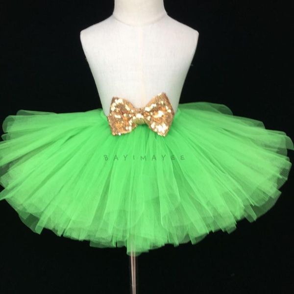 

skirts cute girls green tutu baby fluffy tulle pettiskirts ballet tutus with gold sequin bow kids party costume glitter, Blue