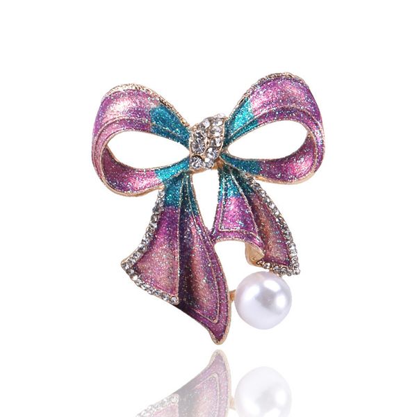 

factory popular wholesale edition with diamond and pearl bowknot brooch corsage women's clothing accessories christmas