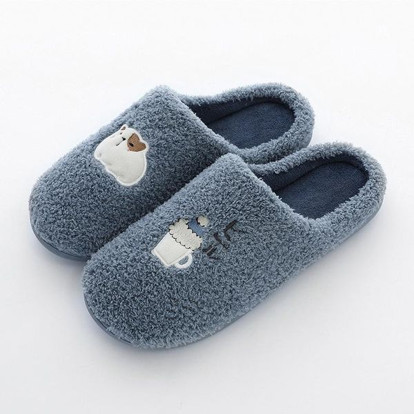 

slippers women's winter velvet fur couple comfy indoor lovely cartoon house soft shoes for women, Black