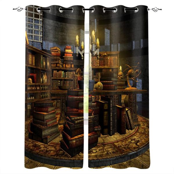 

study candle retro style fantasy night windows curtains living room bedroom kitchen children drapes window treatments curtain &