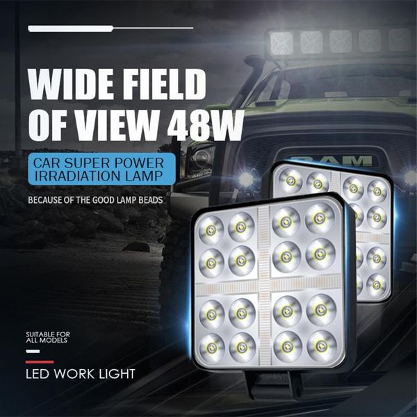

working light car led lights work lamp cross square 48w auxiliary headlight engineering off-road pickup motorcycle spotlight for atv suv tru