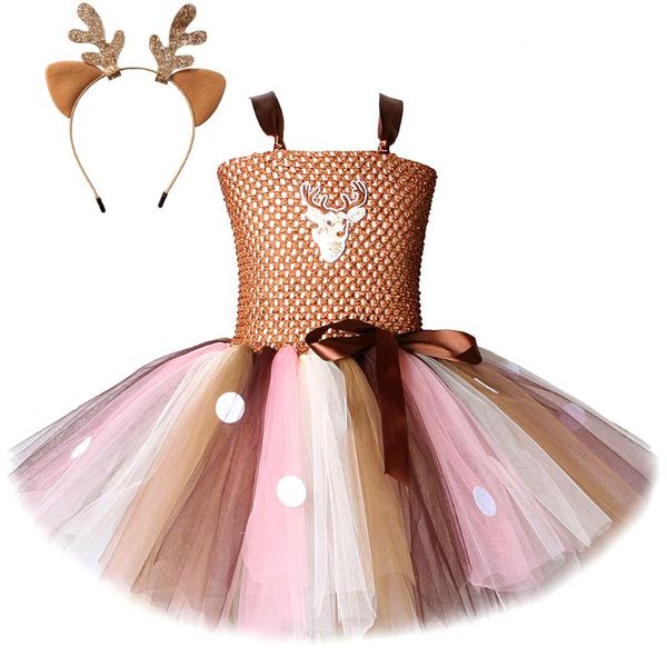 

girl's dresses kids deer costume for girls christmas reindeer children halloween costumes baby girl cute clothes child tutu outfits, Red;yellow