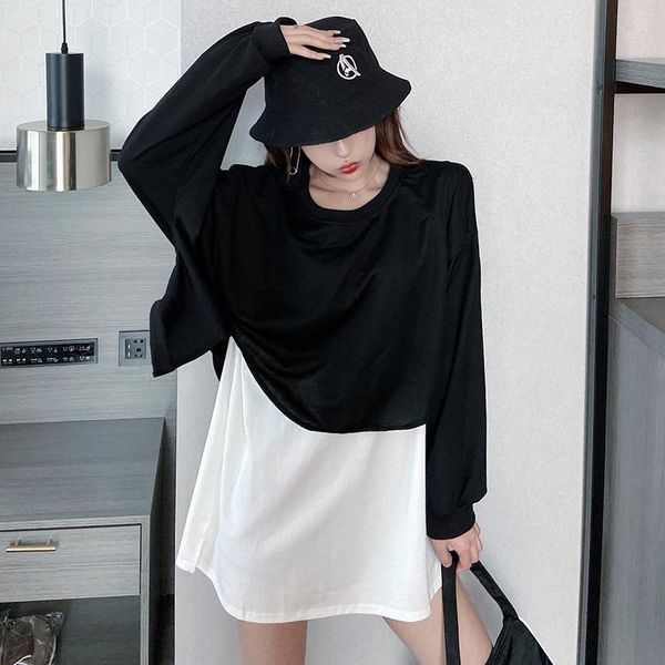 

plus size full sleeve blouse women patchwork blusas womens and blouses gray black 2186 women's & shirts, White