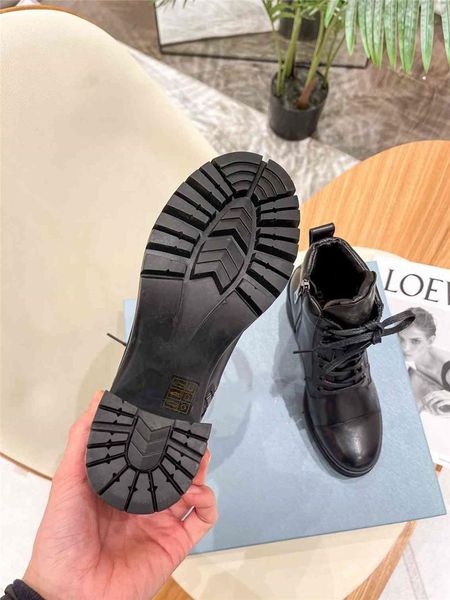 

boots autumn winter 2021 chunky heel ankle women short side zipper decoration motorcycle flat square shoes, Black